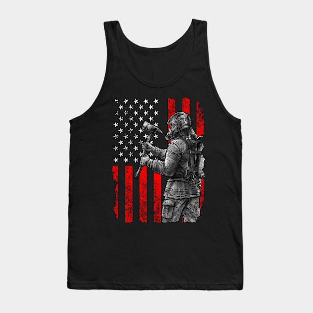 Firefighter Flag Patriotic Firefighter Tank Top by GigibeanCreations